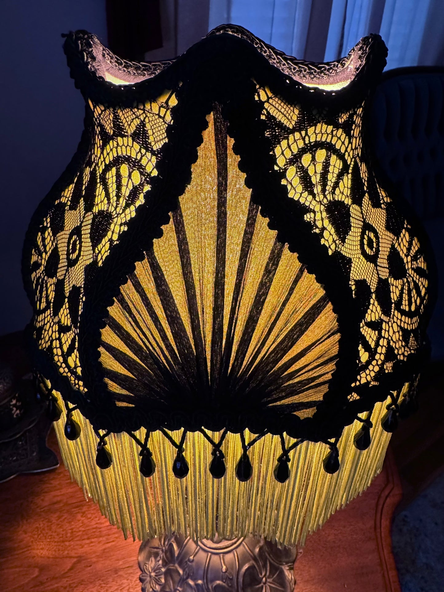 Black Lace & Chartreuse Lampshade
