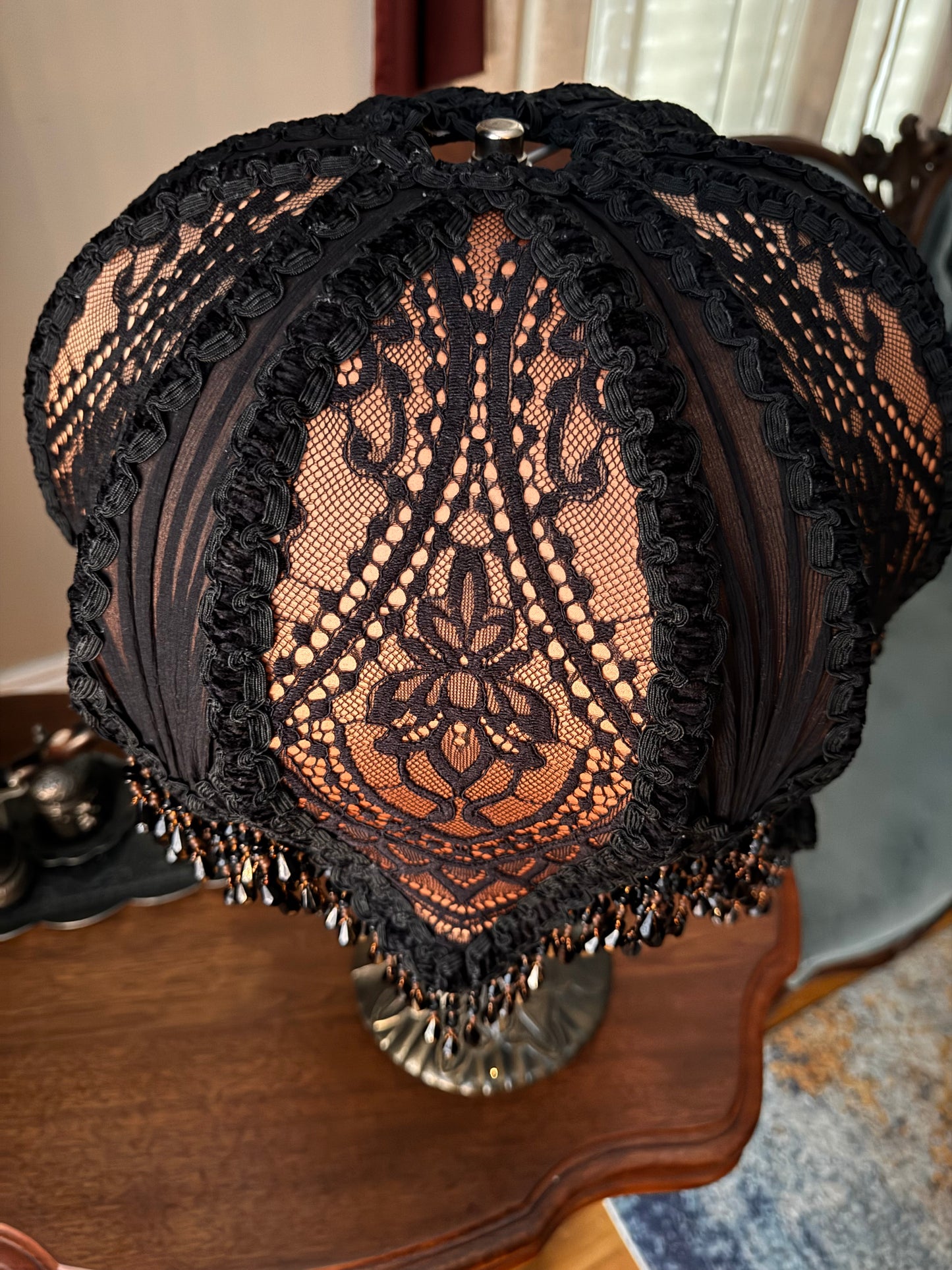 Black Lace and Copper Color Lampshade
