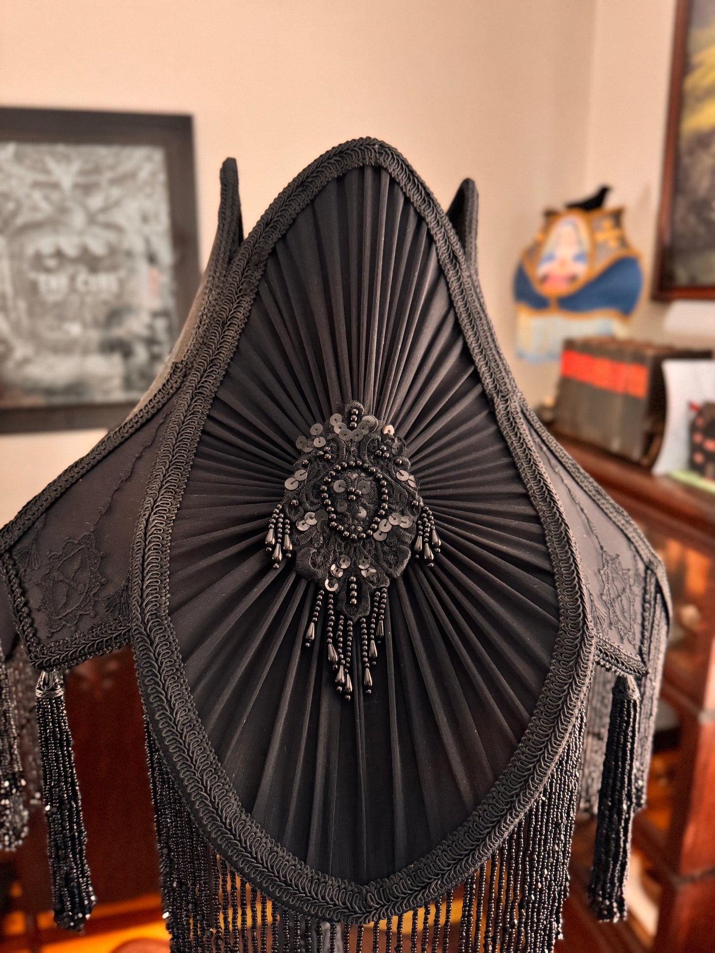 Large Black Liturgical Brocade Lampshade