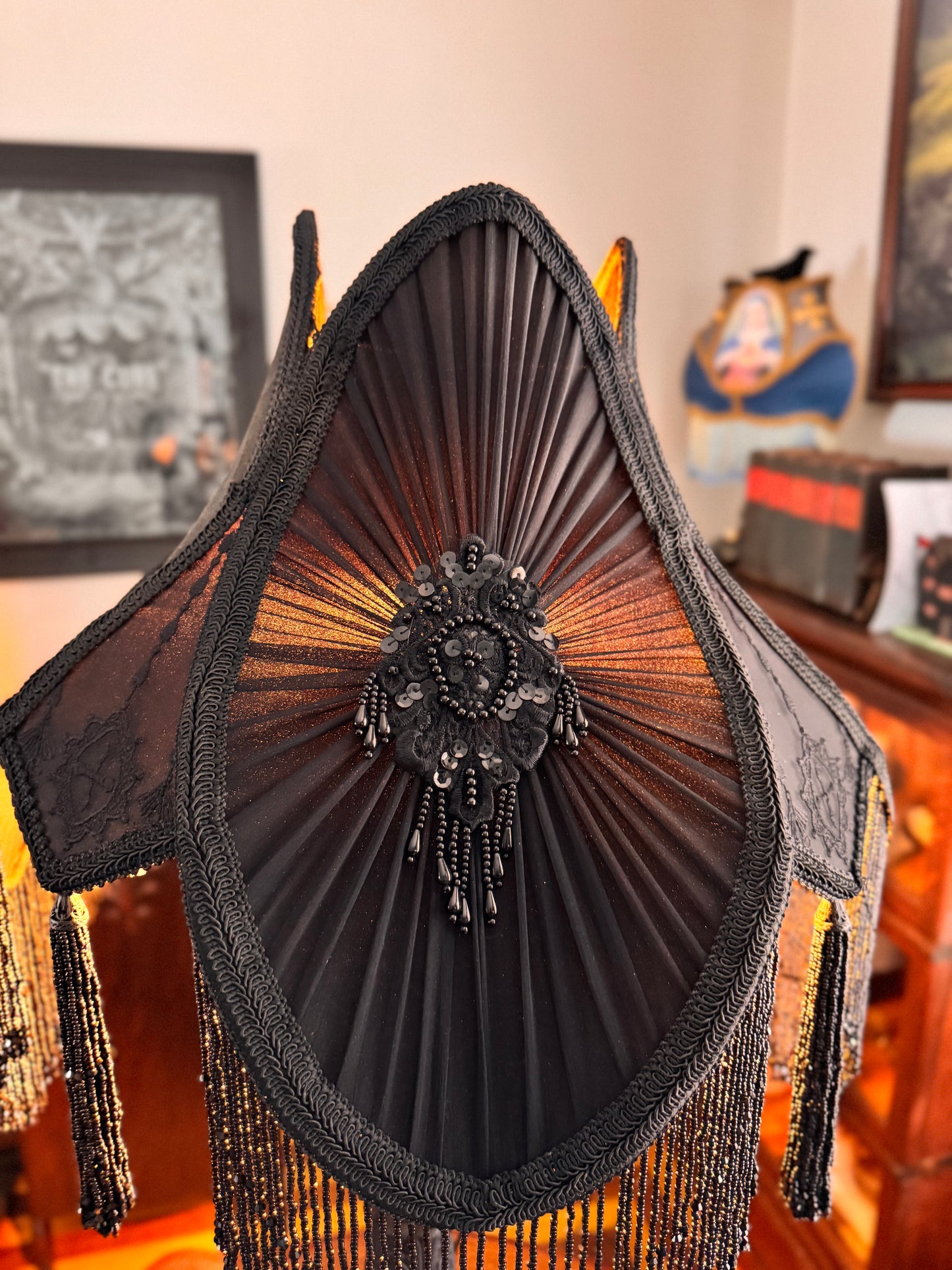 Large Black Liturgical Brocade Lampshade
