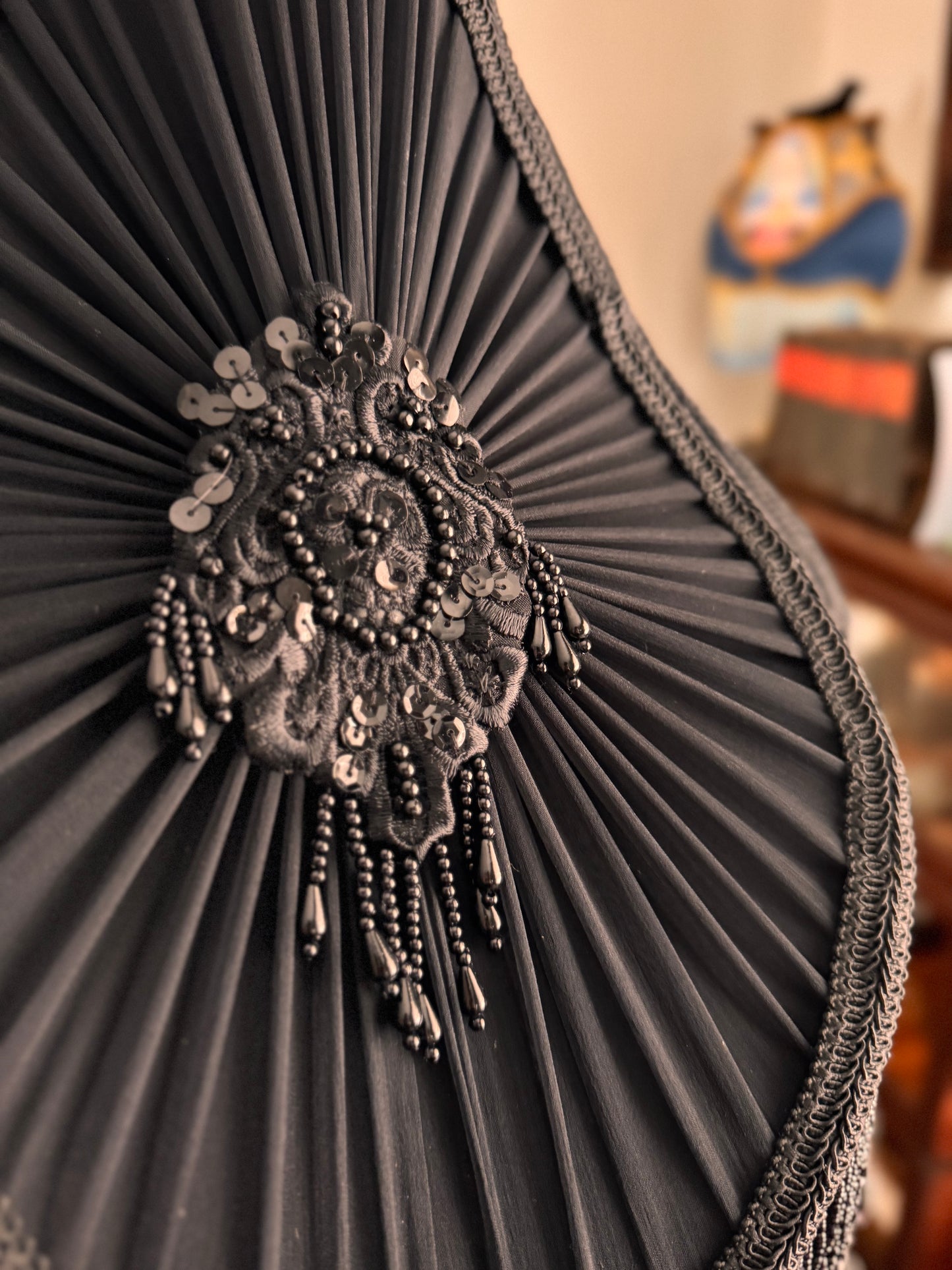 Large Black Liturgical Brocade Lampshade