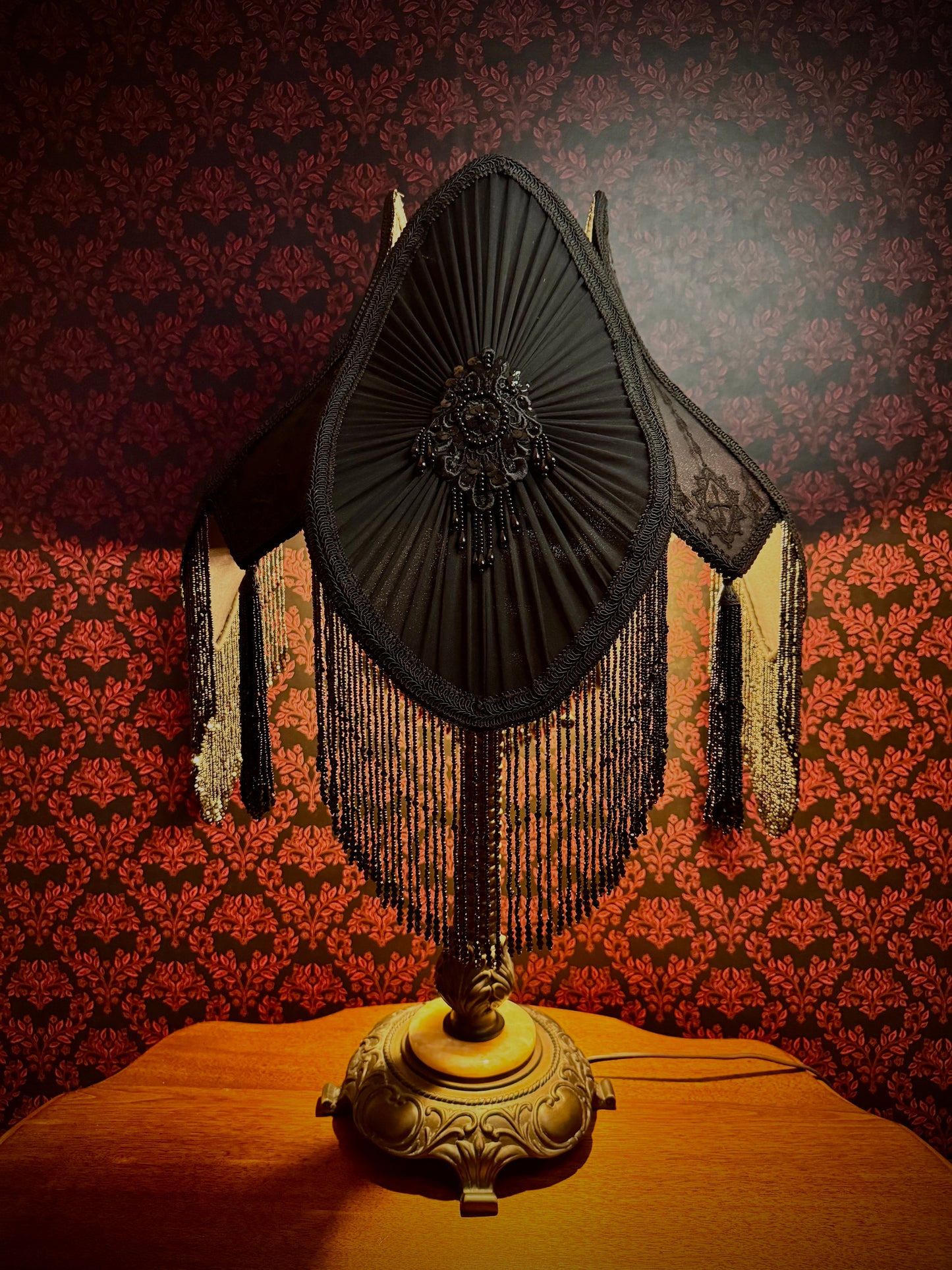 Large Black Liturgical Brocade Lampshade